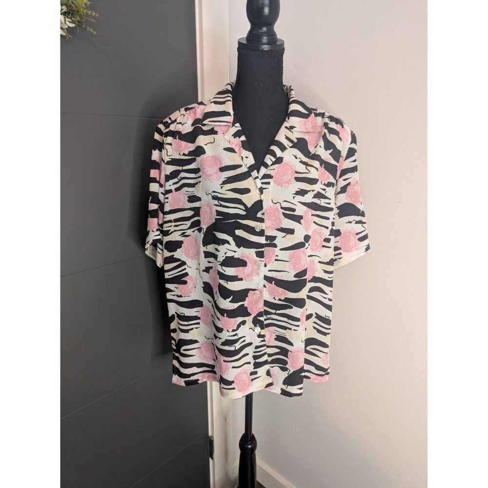 Donkenny Classics Multicolor Abstract Print Short Sleeve Button-Up Shirt Size XL